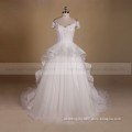 Graceful cap sleeve beautiful A line applique lace fairy shape wedding dress